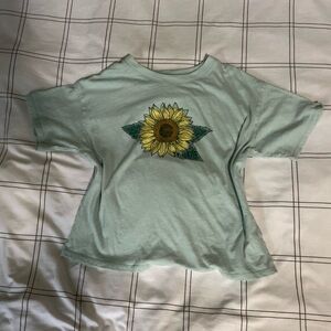 SO Kohl’s Girls Light Green Cotton Blend Sunflower Graphic Tee